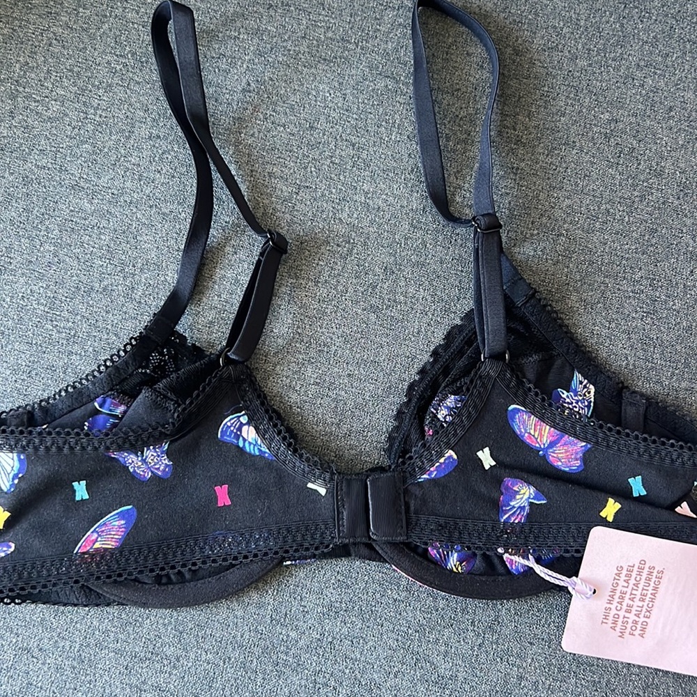 Cotton butterfly lace unlined bra - Picture 5 of 10
